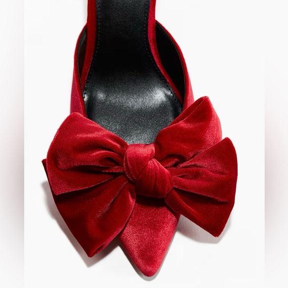 H&M NWT HOLIDAY RED BOW HEELS - Picture 3 of 10
